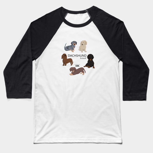 Dachshund breed Baseball T-Shirt by CoriDesign